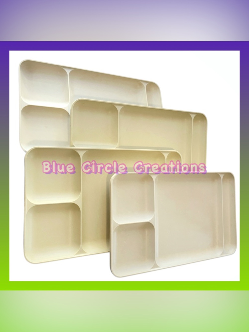 Tupperware Divided Food Trays Vintage Set of Four Cream Colored TV Trays